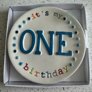 Mud Pie 1st Birthday Plate New